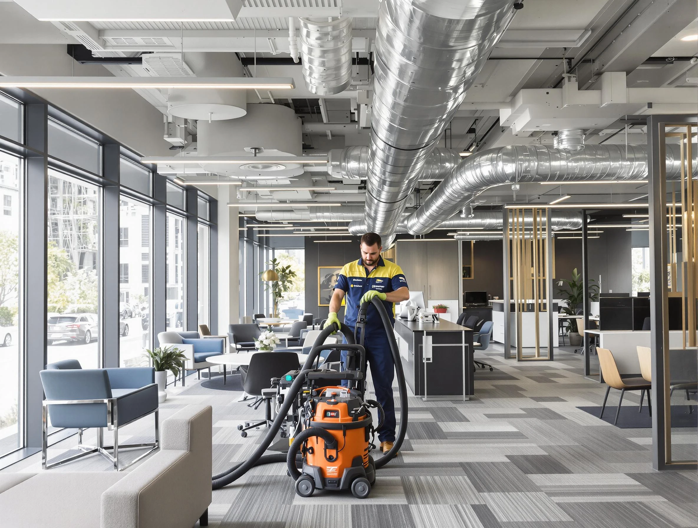 Innsbrook Air Duct Cleaning team performing thorough commercial duct cleaning at a Innsbrook business center